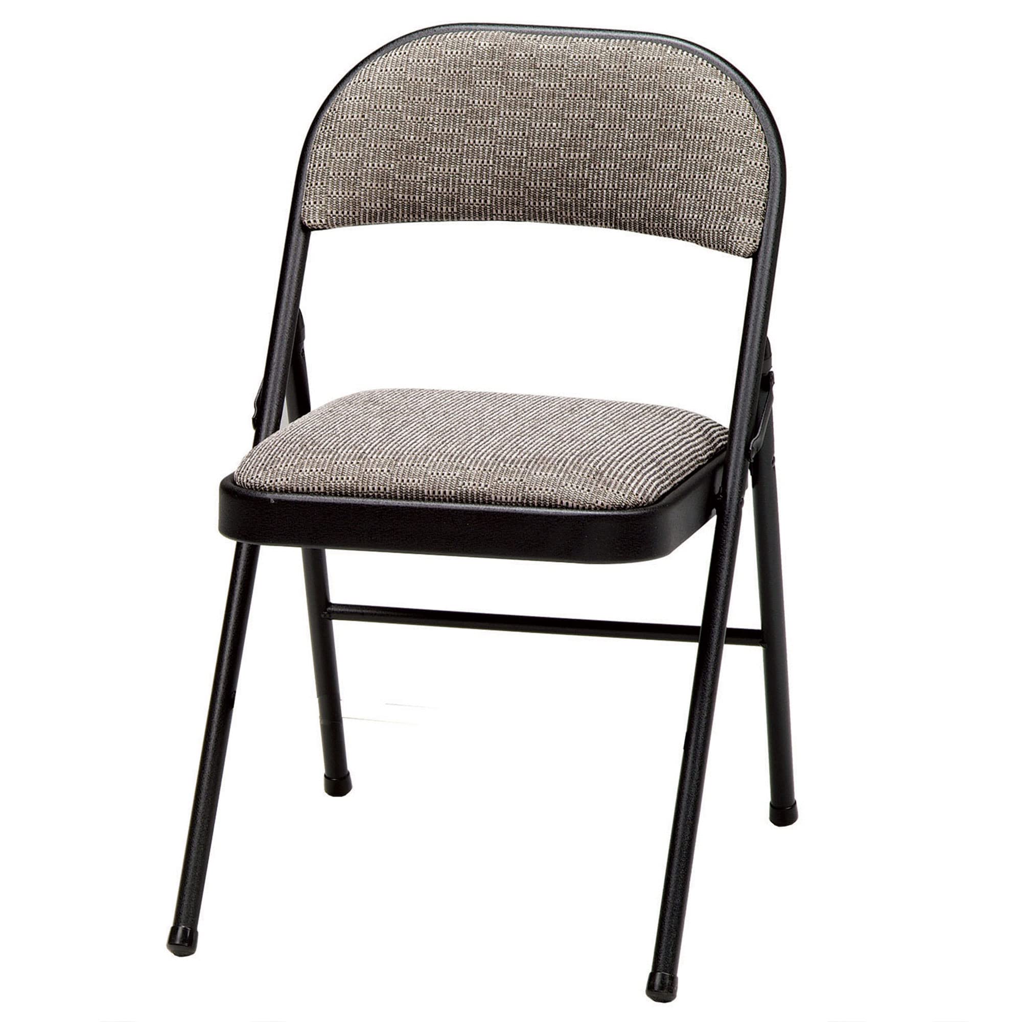 Meco 4 Pack Padded Folding Chairs, Cushioned Metal Fabric Foldable Chair, Black